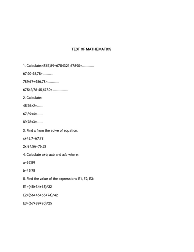 Test of Mathematics