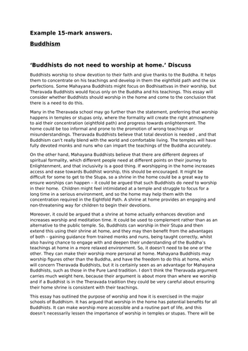 GCSE RS OCR. Example 15-mark essays.