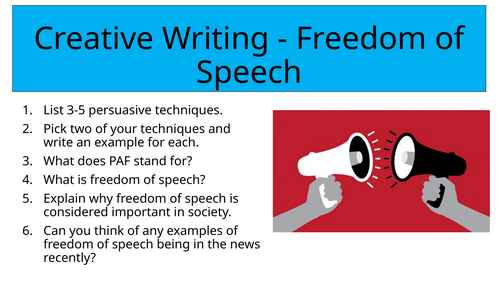 Creative Writing - Freedom Of Speech Article