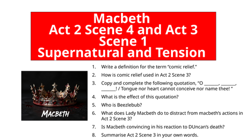 Macbeth - Act 2 Scene 4 and Act 3 Scene 1 Supernatural and Tension