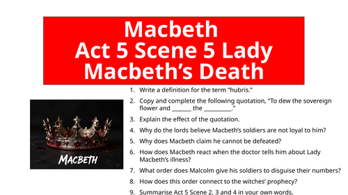 Macbeth - Act 5 Scene 5 Lady Macbeth’s Death
