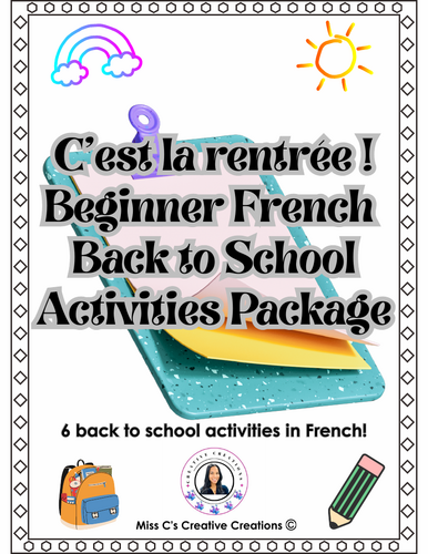 Back to school beginner French activities - C'est la rentrée !