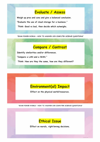 Exam Power Words Poster