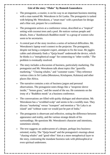 The Fluke' IGCSE 0475 Complete Lesson Pack