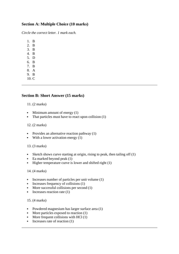 AQA A-Level Chemistry End of Topic Test – 3.1.5 Kinetics