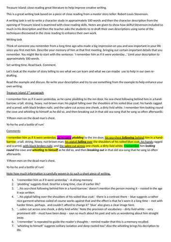 Treasure Island: close reading great literature to help improve creative writing.