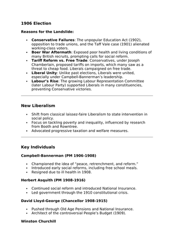 Part One Wars and Welfare Revision Notes