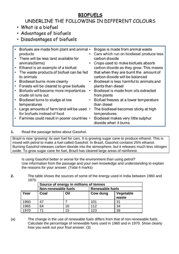 KS4 Year 10 - Ecology - Biogas