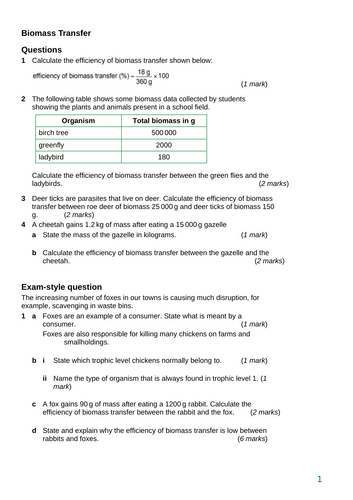 KS4 Year 10 - Ecology - Biomass Transfer