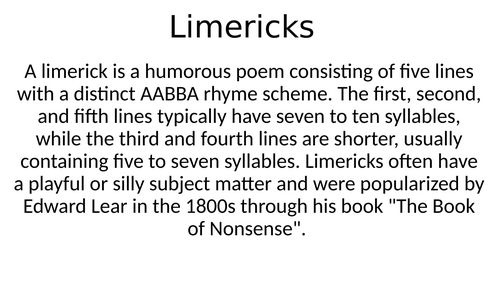 Limericks Poetry