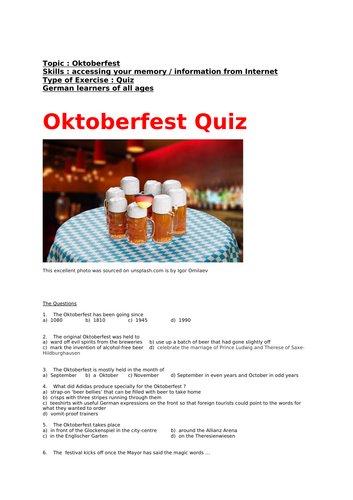 German, Oktoberfest Quiz