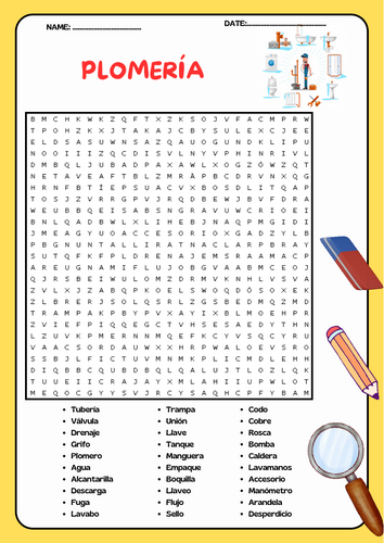 Spanish Plumbing Word Search Puzzle