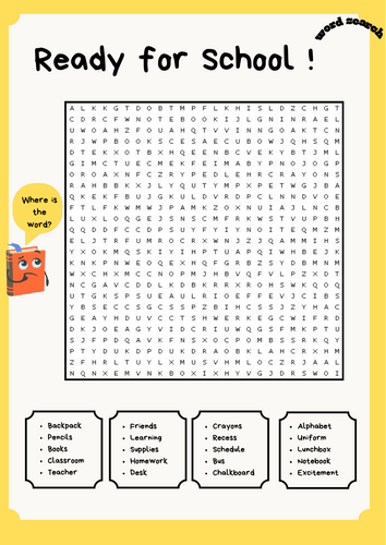 Ready for School Word Search Puzzle