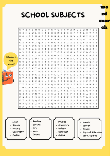 School Subjects Word Search Puzzle