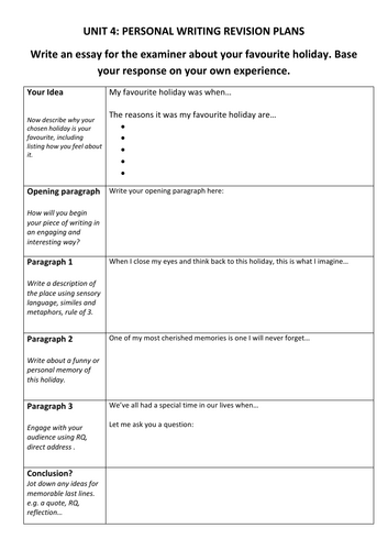 Personal Writing Revision Plans