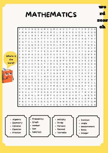 Mathematics Word Search Puzzle
