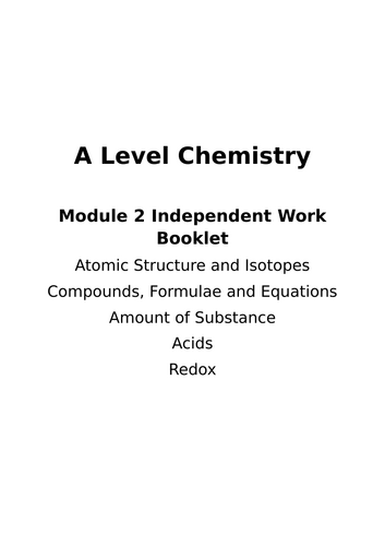OCR A AS Level Chemistry Independent Work Booklets
