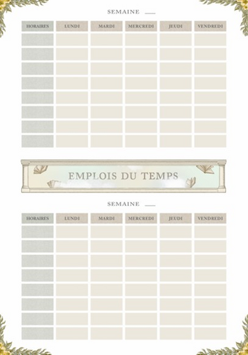 timetable template- French