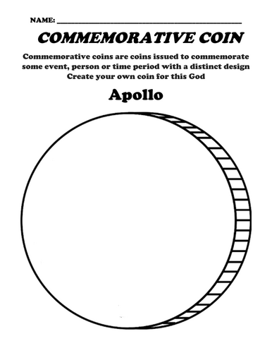 Roman Gods Worksheet Bundle "Commemorative Coin" (12 Assignments)