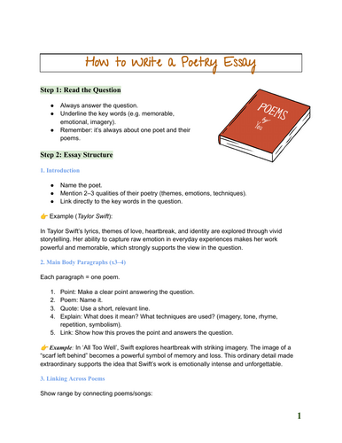 How to Write a Poetry Essay - Leaving Certificate Higher Level