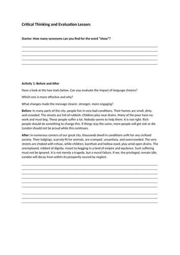 GCSE English Critical Thinking and Evaluation Skills