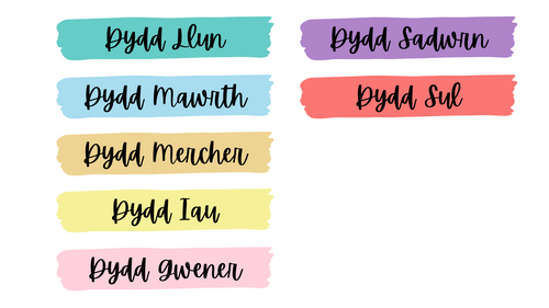 Days of the week & Months of the year (Welsh)