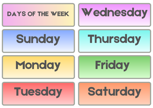 Days of the Week Display 1