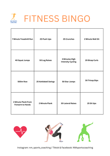 Interactive Fitness Bingo Resource