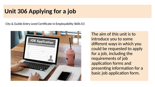 City & Guilds Entry Level 3 in Employability Skills:  Unit 306 Applying for a job