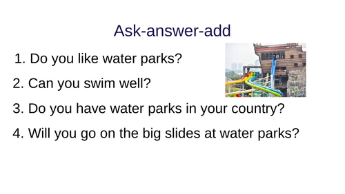 PPT on water park vocabulary for ESL students