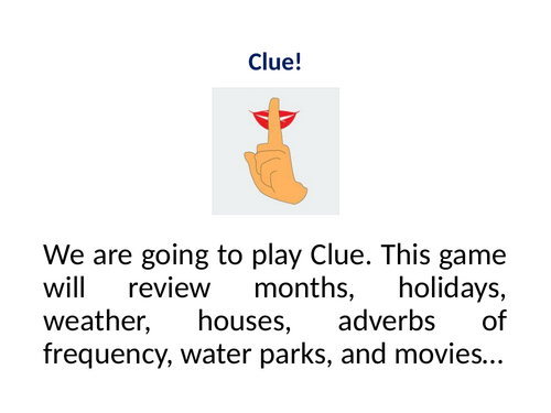 "Taboo" style vocabulary game for ESL students - parts of speech, houses, and times