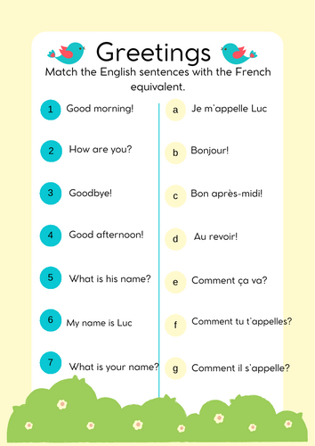 French Greeting worksheet