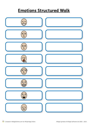Emotions structured walk/scavenger hunt