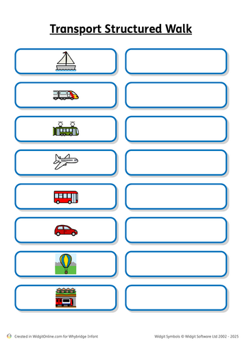 Transport Structured walk/ scavenger hunt