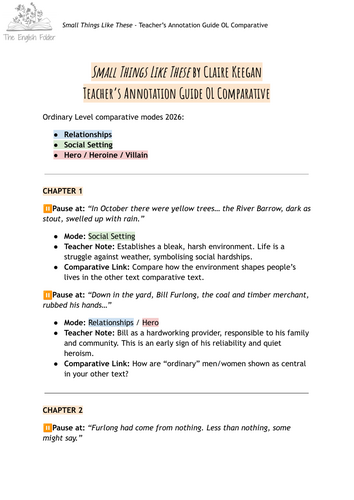 Small Things like These - Teacher Annotation Guide