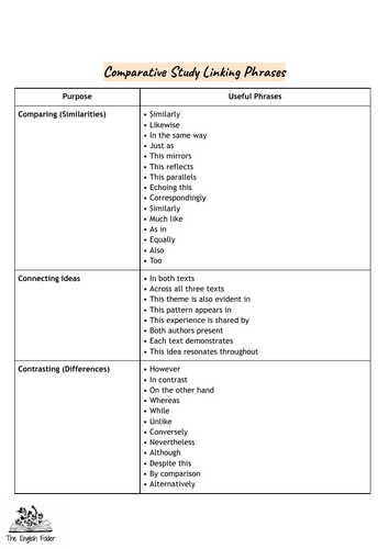 Comparative Study Linking Phrases