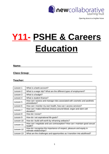 Y11 Careers/Financial Literacy