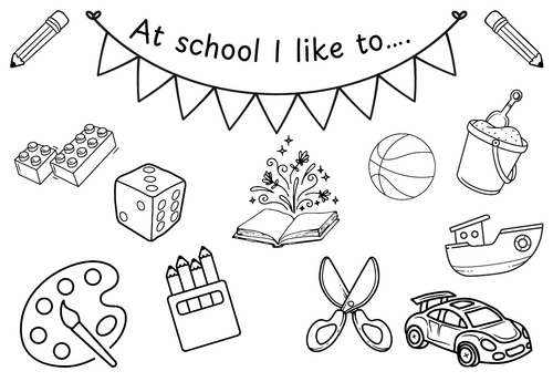 Starting school colouring page