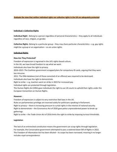 Rights Essay A level