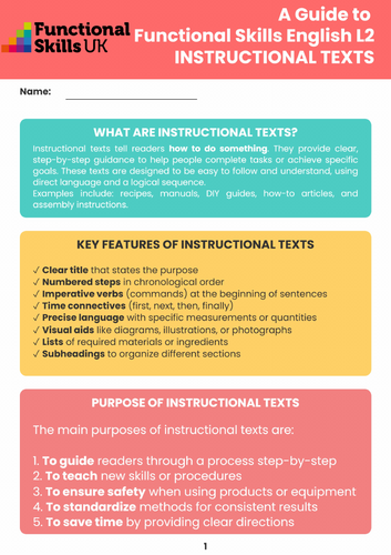 Functional Skills English - How to use Instructional Texts