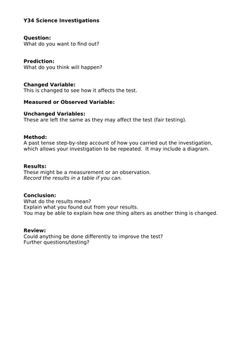 Writing up a science investigation: structure and explanations for LKS2