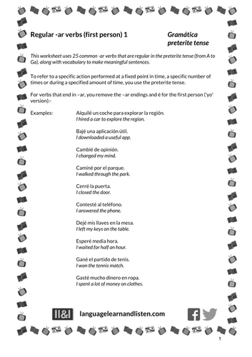 Spanish - preterite - regular -ar verbs (first person) 1