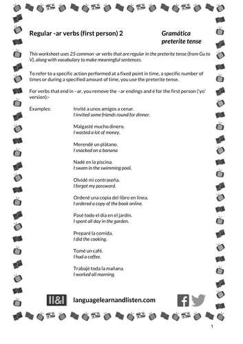 Spanish - preterite - regular -ar verbs (first person) 2