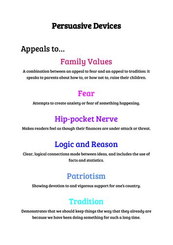Persuasive Devices lesson and activities