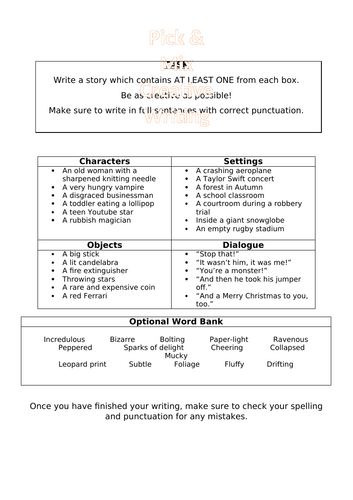 Pick & Mix Creative Writing