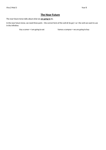 Viva 2 Module 3  Near Future Worksheet