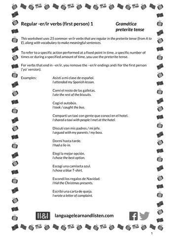 Spanish - preterite - regular -er/ir verbs (first person) 1