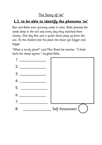'ee' phoneme story task