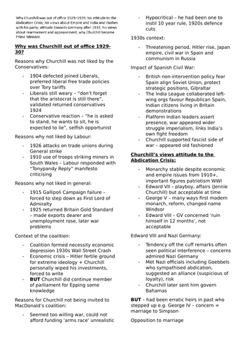 OCR A-level History Britain 1930-97 Churchill Enquiry - Churchill out of office