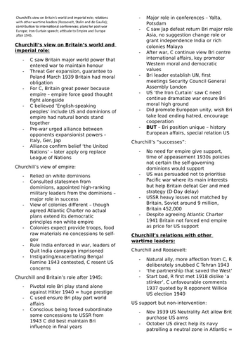 OCR A-level History Britain 1930-97 Churchill Enquiry - Churchill and international diplomacy